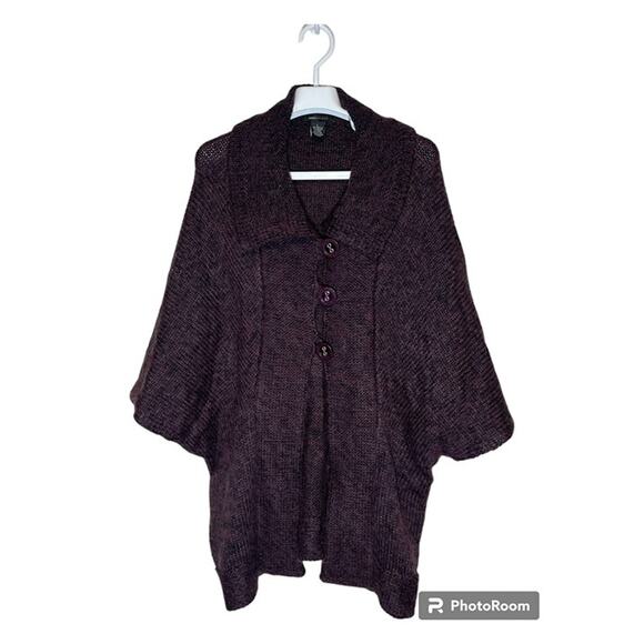 BCBGMAXAZRIA Acrylic button Up Sweaters Purple Womens Size L USED - Picture 1 of 3